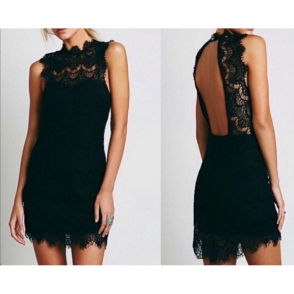 Intimately By Free People Dresses & Skirts - Intimately Free People Daydream Lace Open Back Mini Dress Boho Black L